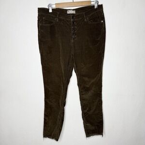 Free People Brown Button Fly Corduroy Pants Skinny Earth Tone Women's 31